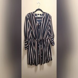 Striped cinched waist dress